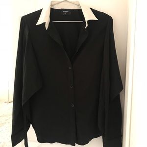 Nasty Gal Black Long Sleeve with Front Tie | XS